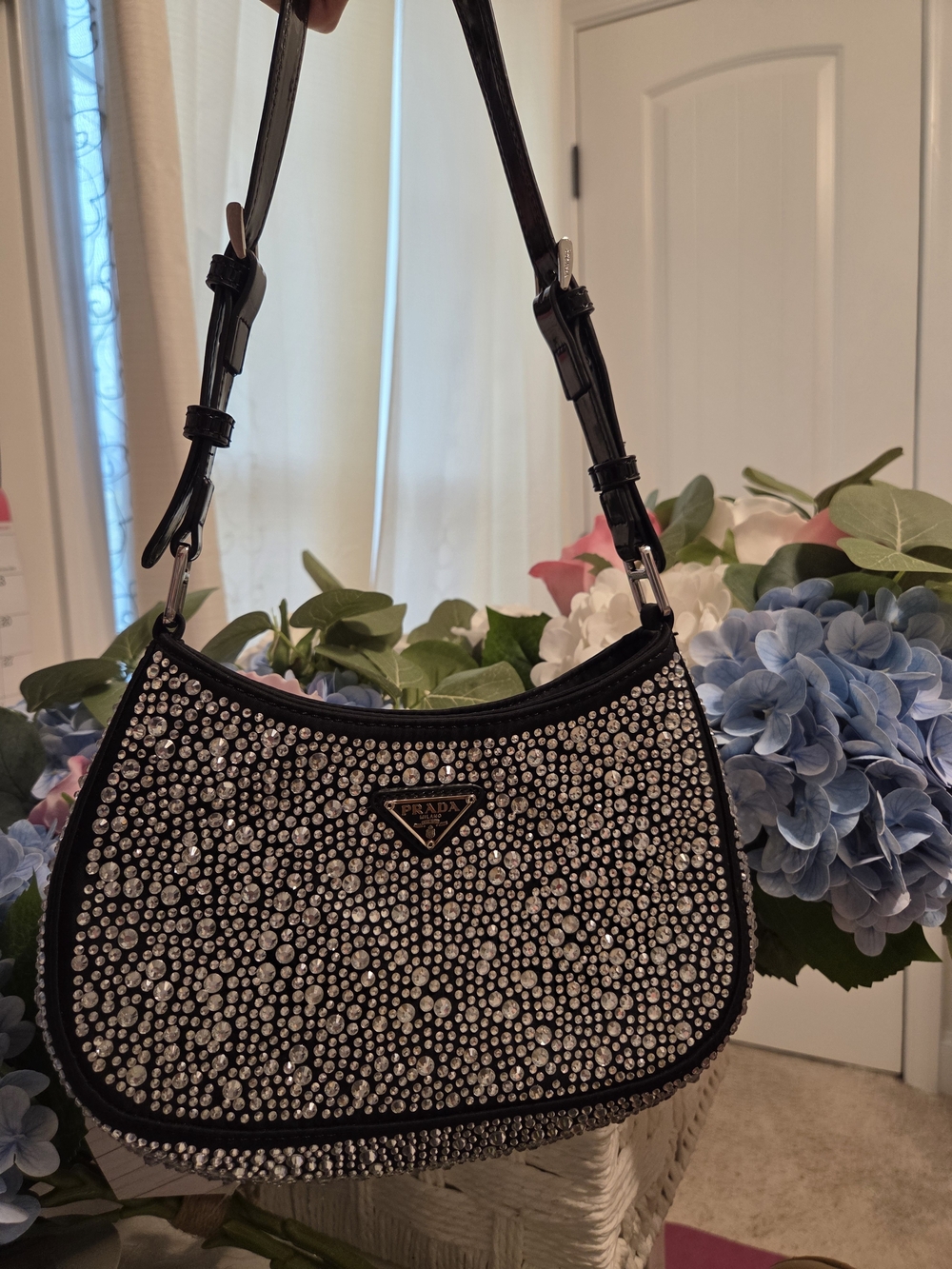 Black Crystal-Embellished Shoulder Bag - Picture 11 of 11